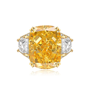 Brass Micro Pave Cubic Zirconia Finger Rings, Rectangle, Golden, Gold, Inner Diameter: Adjustable