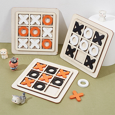 3 Sets 3 Colors Wood Tic Tac Toe Board Game(AJEW-NB0005-35)-4