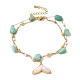 pépites de plage d'été bracelets de cheville multi-brins amazonite naturelle et perles d'imitation(BJEW-P326-06B-G)-1