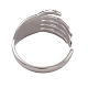 304 Stainless Steel Skull Open Cuff Rings for Women(RJEW-G285-70P)-3