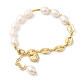 Rack Plating Brass Heart Charm Bracelet with Natural Pearl Beaded Chains(BJEW-G671-01G)-2