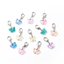 Transparent Spray Painted Glass Butterfly Pendant Decorations, with Alloy Lobster Claw Clasps, Clip-on Charms, Mixed Color, 30mm, 6pcs/set