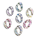 UV Plating Printed Transparent Acrylic Beads, Large Hole Beads, Iridescent, Twist with Leopard Print, Mixed Color, 29.5x20.5x6mm, Hole: 8x16mm(AC-CBAEEF4-21)
