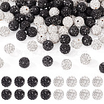 100Pcs 2 Colors Pave Disco Ball Beads, Polymer Clay Rhinestone Beads, Round, Mixed Color, PP13(1.9~2mm), 6 Rows Rhinestone, 10mm, Hole: 1.5mm, 50pcs/color(RB-TA0001-28)