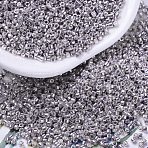 MIYUKI Delica Beads, Cylinder, Japanese Seed Beads, 11/0, (DB0429) Galvanized Light Smoky Amethyst, 1.3x1.6mm, Hole: 0.8mm, about 2000pcs/bottle, 10g/bottle(SEED-JP0008-DB0429)