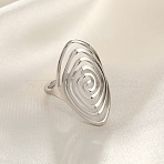 304 Stainless Steel Cuff Open Rings, Stainless Steel Color, Oval, Inner Diameter: Adjustable(FS-WGD6945-09)