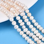 Natural Cultured Freshwater Pearl Beads Strands, Potato, Seashell Color, 4.5~6.5x4~9mm, Hole: 0.6mm, about 64~67pcs/strand, 13.39~13.58 inch(34~34.5cm)(PEAR-N013-05H-01)