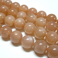 Natural Sunstone Beads Strands, Round, Dark Salmon, 12mm, Hole: 1mm(G-G448-12mm-12)