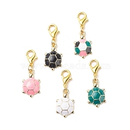 Alloy Enamel Tortoise Pendant Decorations, Lobster Clasp Charms, Clip-on Charms, for Keychain, Purse, Backpack Ornament, Mixed Color, 32mm, 5pcs/set(HJEW-JM00811)