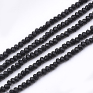 Glass Beads Strands, Faceted, Rondelle, Black, 2~2.5x1~1.5mm, Hole: 0.5mm, about 150~155pcs/strand, 32~33cm(GLAA-S178-15-05)