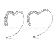 Brass Heart Dangle Earrings with 925 Sterling Silver Pins for Women, Platinum, 32x28mm, Pin: 0.7mm(JE1092A)