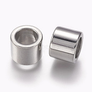 304 Stainless Steel Beads, Large Hole Beads, Column, Stainless Steel Color, 10x8mm, Hole: 6.5mm(X-STAS-I082-29P)