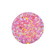 Resin Cabochons, Imitation Druzy Agate, Flat Round, AB Color Plated, Hot Pink, 12x3mm(X-CRES-Q191-HA027-10)