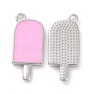 Ion Plating(IP) Brass Enamel Pendants, Ice-Lolly, Real Platinum Plated, Pearl Pink, 20x9x2mm, Hole: 1.5mm(KK-A168-16-03P)