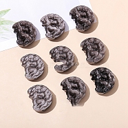 Natural Sliver Obsidian Carved Healing Figurines, Reiki Energy Stone Display Decorations, Fox, 20x17x8mm(PW-WG51571-02)