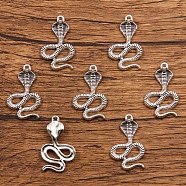 Tibetan Style Alloy Pendants, Antique Silver, Snake, 27x17mm(PW-WG46742-02)