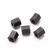 304 Stainless Steel Spacer Beads, Hexagon, Electrophoresis Black, 3.2x3.2x3mm, Hole: 1.4mm(STAS-D170-04B-B)