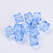 Transparent Acrylic Beads, Faceted, Cube, Light Steel Blue, 12x12x10mm, Hole: 1.5mm, about 510pcs/500g(TACR-Q259-12mm-V41)