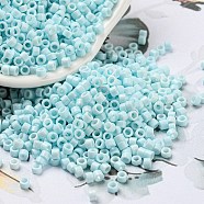Baking Paint Glass Seed Beads, Cylinder, Light Cyan, 2.5x2mm, Hole: 1.4mm, about 45359pcs/pound(SEED-S042-05A-35)
