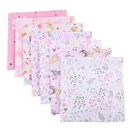 7Pcs Printed Cotton Fabric, for Patchwork, Sewing Tissue to Patchwork, Square, Pink, 25x25cm(PW-WG71064-01)