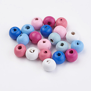 Natural Wood Beads, Dyed, Round, Mixed Color, 8x7mm, Hole: 2~3mm(X-WOOD-Q030-58)
