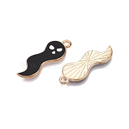 Halloween Theme Alloy Enamel Pendants, Cadmium Free & Lead Free, Light Gold, Ghost Charm, Black, 26x9.5x1.5mm, Hole: 1.8mm(PALLOY-N176-41B-RS)