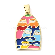 Real 18K Gold Plated Brass Pendants, with Enamel, Arch Charm, Colorful, 27.5x17.5x2mm, Hole: 5.5x3.5mm(KK-A198-21G)