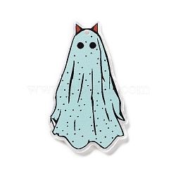 Halloween Theme Opaque Acrylic Pendants, Ghost, Pale Goldenrod, 46.5x28x2.5mm, Hole: 1.6mm(SACR-Z006-01A)