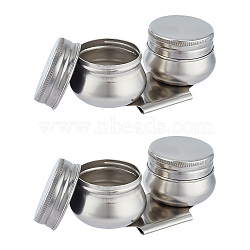 201 Stainless Steel Oil Painting Cup, Double Dipper Palettes Container Cup, for Drawing, Stainless Steel Color, 3.1x9.4x4.4cm, Inner Diameter: 3.5cm(CON-WH0086-125A)