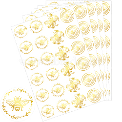 Gold Foil Self-adhesive Stickers, for DIY Photo Album Diary Scrapbook Decoration, Bees, 192x135x0.6mm, Sticker: 25~35x29~35mm(DIY-WH20001-13G)