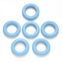 Spray Painted Maple Wood Linking Rings, Light Sky Blue, 33x6mm, about 250pcs/500g(WOOD-N005-06A)