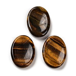 Natural Tiger Eye Oval Worry Stone, Anxiety Healing Crystal Thumb Stone, 34~35x24~25x6~7mm(G-R487-01D)