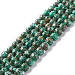 Assembled Synthetic Pyrite and Dyed Howlite Beads Strands, Round, Green, 8mm, Hole: 1.2mm, about 49~50pcs/strand, 15.94''(40.5cm)(G-K317-A03-03)