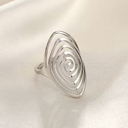 304 Stainless Steel Cuff Open Rings, Stainless Steel Color, Oval, Inner Diameter: Adjustable(FS-WGD6945-09)