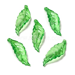 Transparent Acrylic Pendant, Leaf, Lawn Green, 41x15x2.5mm, Hole: 2mm(X-OACR-E039-69G)