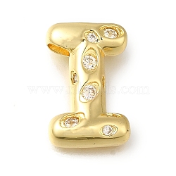 Brass with Cubic Zirconia Pendant, Letter I, Letter I, 22x14.5x5.5mm, Hole: 4x4.5mm(KK-Q818-03I-G)