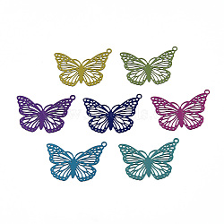 Electrophoresis 430 Stainless Steel Pendants, Etched Metal Embellishments, Butterfly, Mixed Color, 19x26x0.4mm, Hole: 1.2mm(X-STAS-N009-001)