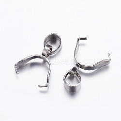 304 Stainless Steel Pinch Bails, Ice Pick Pinch Bails for Pendant Making, Stainless Steel Color, 10.5x6~8x3mm, Hole: 3.5x5mm(X-STAS-K146-090-3x15)