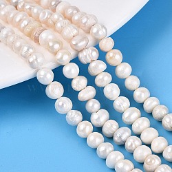Natural Cultured Freshwater Pearl Beads Strands, Potato, Seashell Color, 4.5~6.5x4~9mm, Hole: 0.6mm, about 64~67pcs/strand, 13.39~13.58 inch(34~34.5cm)(PEAR-N013-05H-01)
