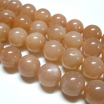 Natural Sunstone Beads Strands, Round, Dark Salmon, 12mm, Hole: 1mm