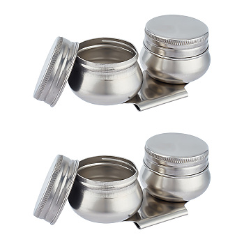 201 Stainless Steel Oil Painting Cup, Double Dipper Palettes Container Cup, for Drawing, Stainless Steel Color, 3.1x9.4x4.4cm, Inner Diameter: 3.5cm