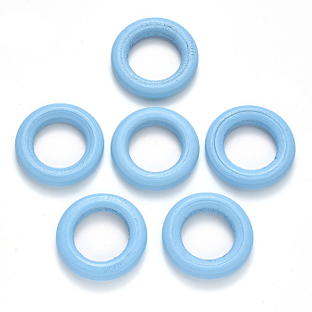 Spray Painted Maple Wood Linking Rings, Light Sky Blue, 33x6mm, about 250pcs/500g