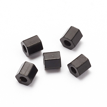 304 Stainless Steel Spacer Beads, Hexagon, Electrophoresis Black, 3.2x3.2x3mm, Hole: 1.4mm