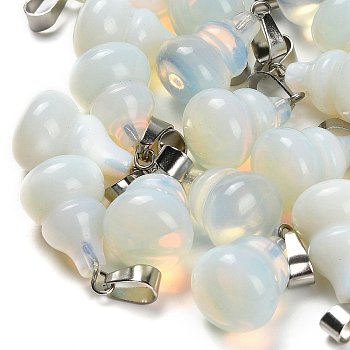 Opalite Pendants, with 201 Stainless Steel Finding, Gourd, 22~23x13mm, Hole: 4x7mm