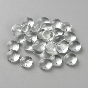 Transparent Glass Beads, No Hole, Flat Round, Clear, 14~14.5x8mm