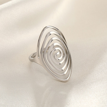 304 Stainless Steel Cuff Open Rings, Stainless Steel Color, Oval, Inner Diameter: Adjustable