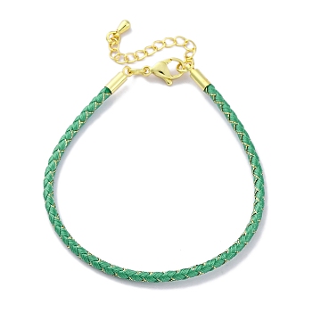 Polyester Cord Braided Bracelet Makings, with Stainless Steel Claw Lobster Clasps, Brass Findings, Long-Lasting Plated, Lime Green, 7-3/8 inch(18.8cm)