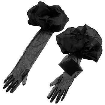 Mesh Long Full Finger Gloves, for Cosplay Costumes, Black, 710x320x0.3~5.5mm