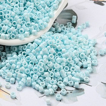 Baking Paint Glass Seed Beads, Cylinder, Light Cyan, 2.5x2mm, Hole: 1.4mm, about 45359pcs/pound