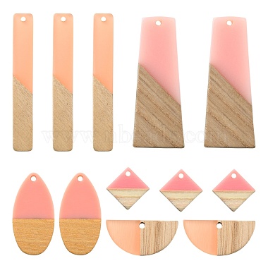 20Pcs 5 Style Resin & Wood Semi Circle Pendants(RESI-LS0001-45)-2